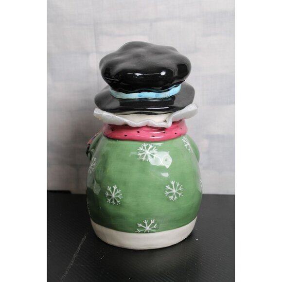 Colorful Eye Catching Ceramic Snowman Cookie Jar - Picture 6 of 10